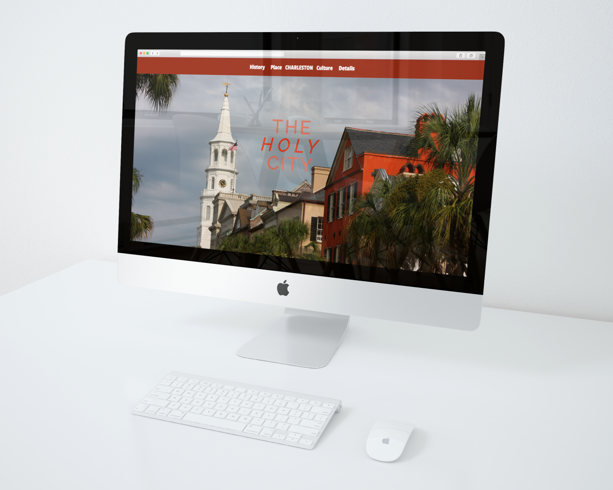 A mockup of an iMac displaying a website landing page.